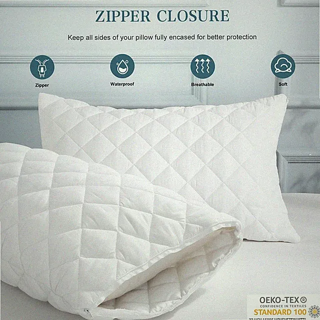 2-4 Zipper Waterproof Pillow Protector Case Covers Standard/Queen and King White