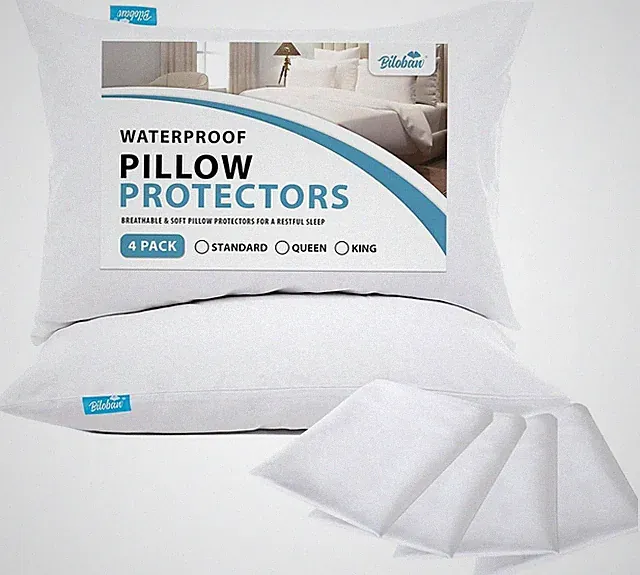 4-Pack Zippered Pillow Protectors Standard Waterproof Soft Pillowcases 20"x26"