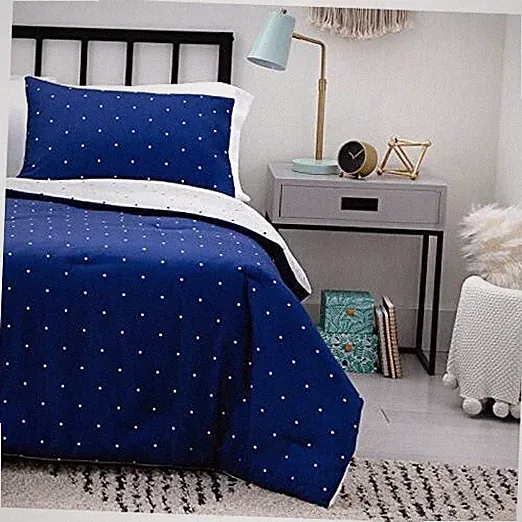 All Season Hypoallergenic Down Alternative Microfiber Twin XL Polka Dot/Navy