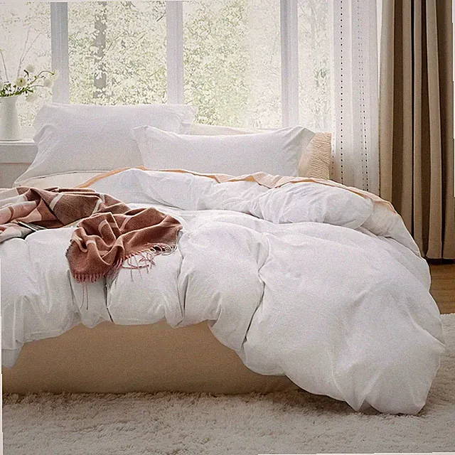 Bedsure White Duvet Cover Queen Size - 3 Pieces Prewashed Cotton-Like Extra Soft