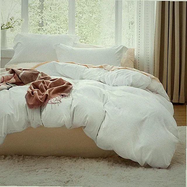 Bedsure White Duvet Cover Queen Size - 3 Pieces Prewashed Cotton-Like Polyester