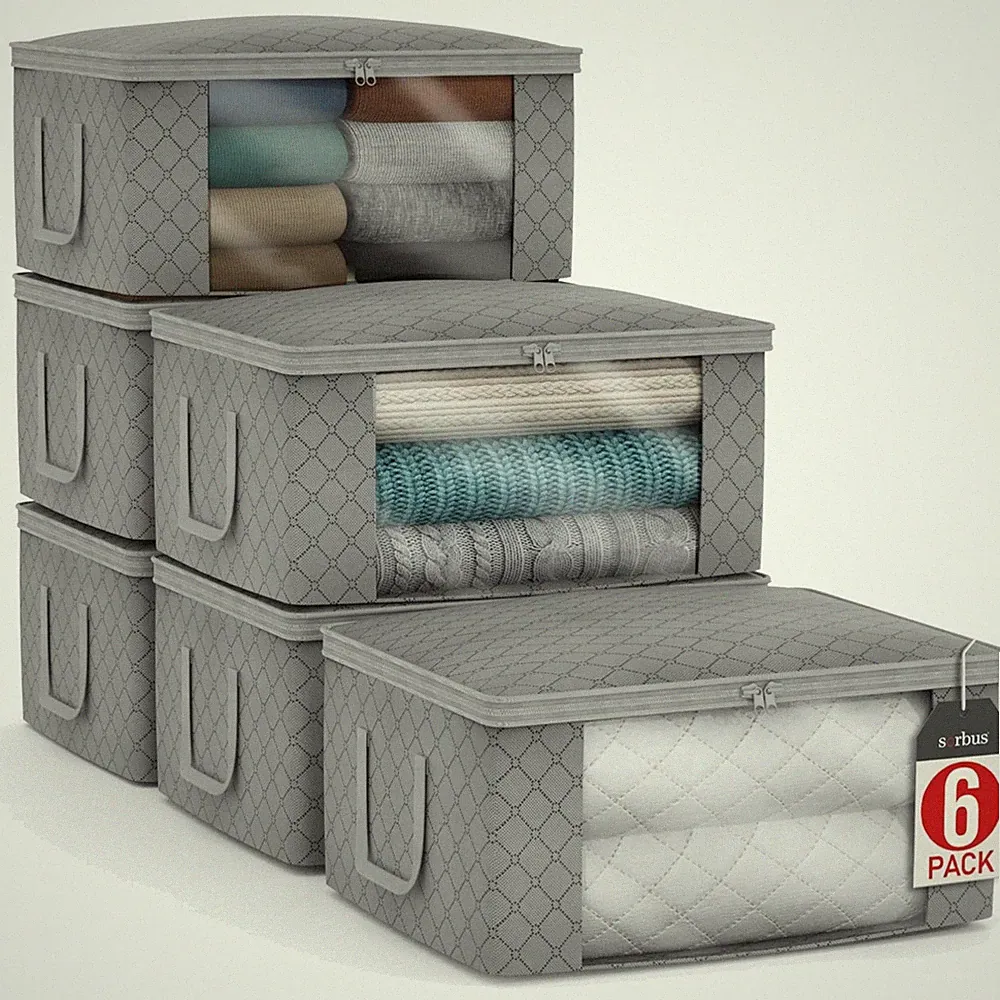 Foldable Storage Bags for Bedding - 6 Pack, Water-Resistant & Stylish