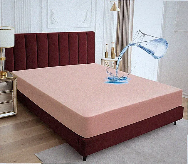 Full Size Waterproof Fitted Sheet with Deep Pocket Mattress Cover Coral Red