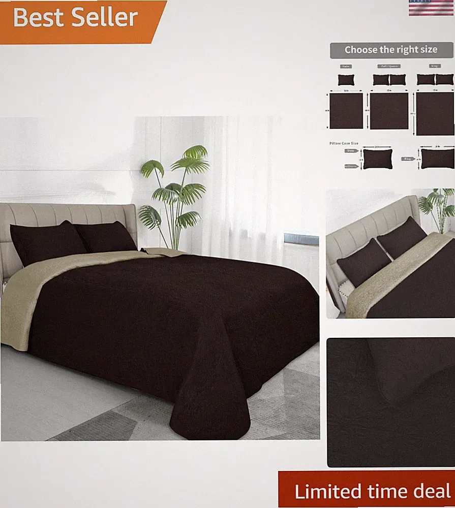 Lightweight Twin Reversible Bedspread - Elegant Stain-Resistant Quilt with Sham