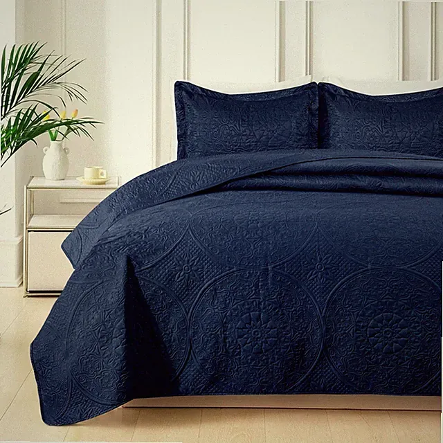 Luxury Bedspread Set Quilted Coverlet Soft Microfiber Breathable Bed Throw Cover