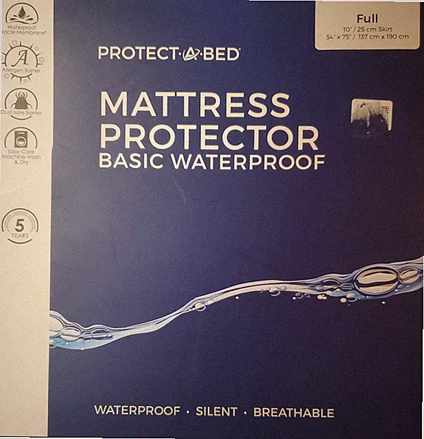 PROTECT-A-BED BAS0128 Mattress Pad Protector Waterproof Full 54"x75" NEW
