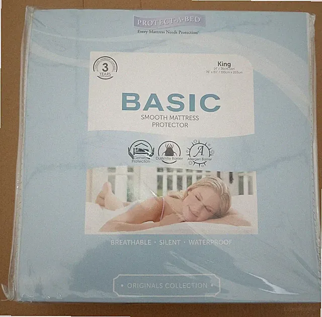 PROTECT-A-BED BAS0142 Mattress Pad Protector Waterproof King 76 X 80" Skirt NEW