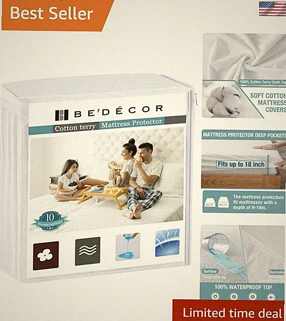 Queen Waterproof Mattress Protector,Pee and Liquid Proof Cover for Pets, Elde...