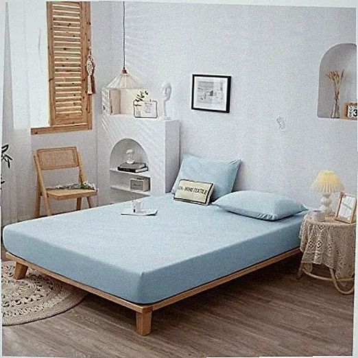 Size Bed Sheet 140x200cm Microfiber Breathable Water-Resistant Full Blue