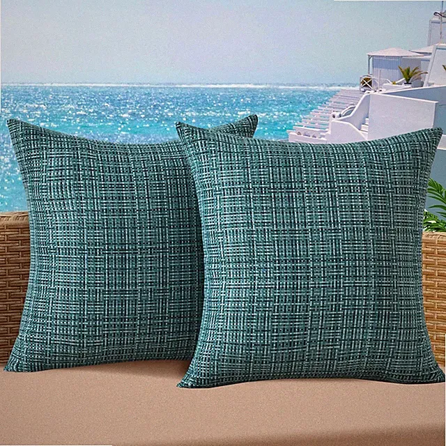 Throw Pillow 2 Shams 22x22" Green Outdoor Waterproof Garden Terrace