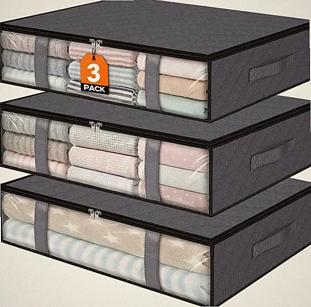 under Bed Storage Bags 3 Pack, 40L Large Clothes & Comforter Storage Containers