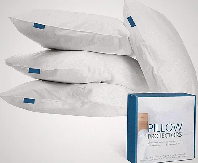 Waterproof Pillow Protector Zippered Pillow Covers Soft Pillowcases All Sizes