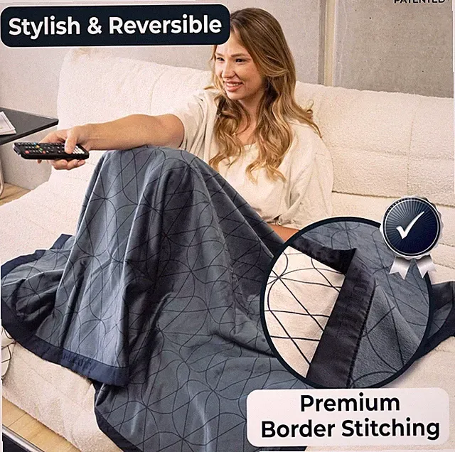 Waterproof Throw Blanket 45"x 60" Blue / White Luxury Reversible Victoria Orton