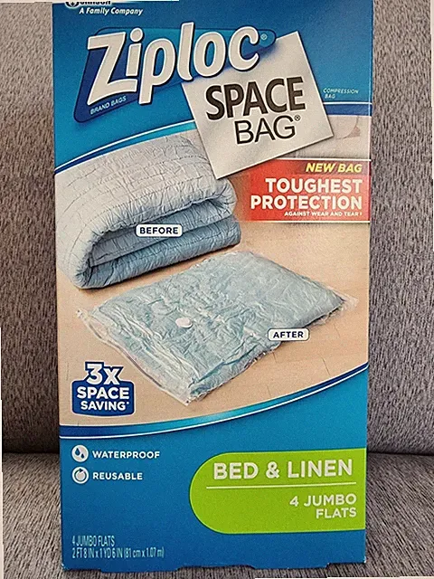 Ziploc Space Bag Bed & Linen 4 Jumbo Flats Waterproof/Reusable Brand New!